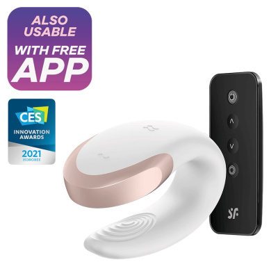 Double Love White вибромассажер для пар с управлением через приложение и пультом ДУ (J2008-17-2)