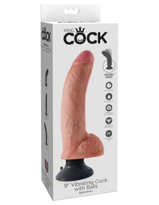 Вибромассажер 3в1 на съемной присоске 9 Vibrating Cock with Balls (5409-21 PD)