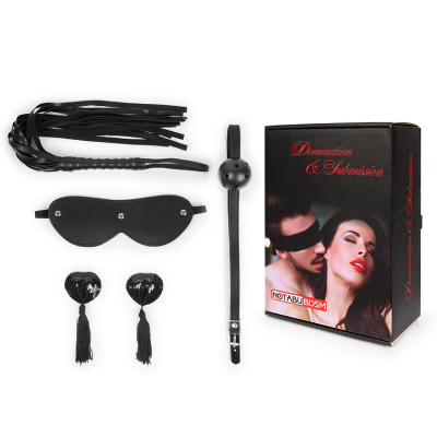 НАБОР (маска, кляп, пэстисы, плётка) цвет чёрный (NTB-80610)