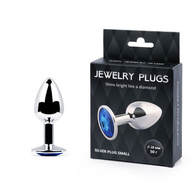 SILVER PLUG SMALL (втулка анальная) цвет кристалла синий, L 72 мм, D 28 мм, вес 50г, (SS-13)